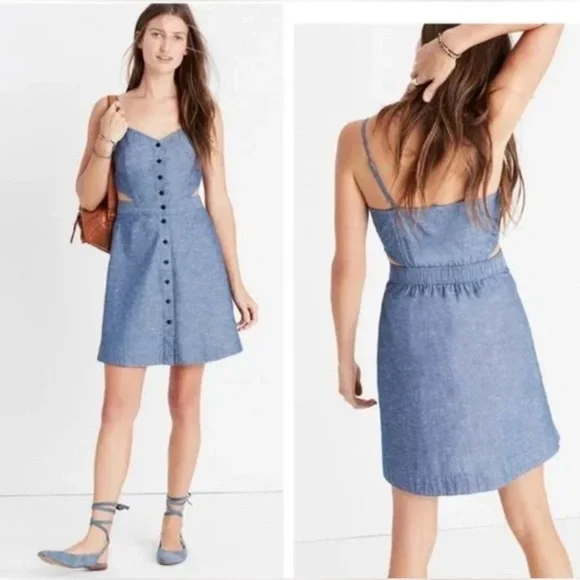 Madewell Chambray Cutout Cami Mini Dress - Picture 5 of 8